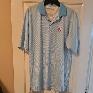 Light Blue Striped Men's Polo Shirt